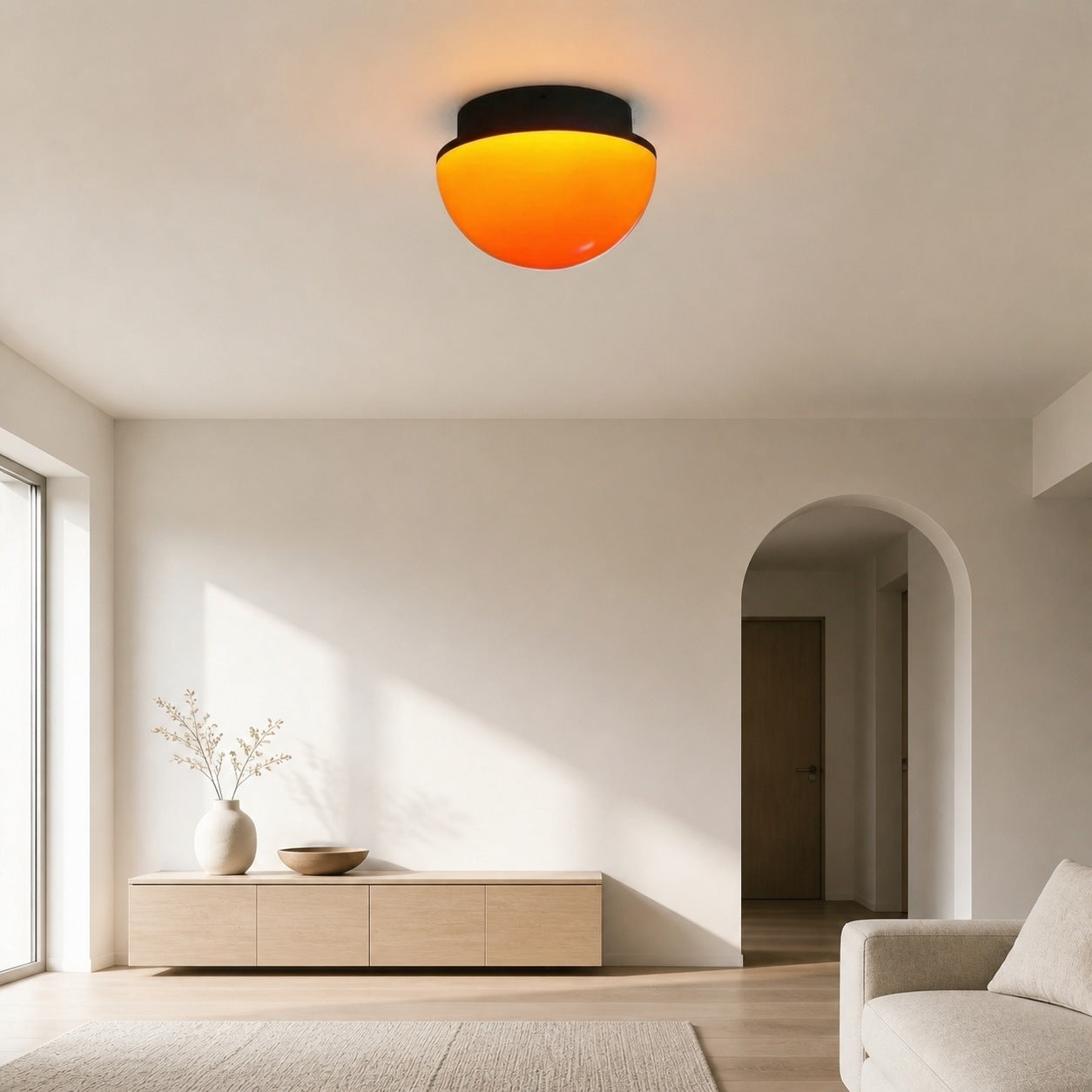 Sunset Glow Acrylic LED Ceiling Light with Ambient Dome for Living Room and Bedroom