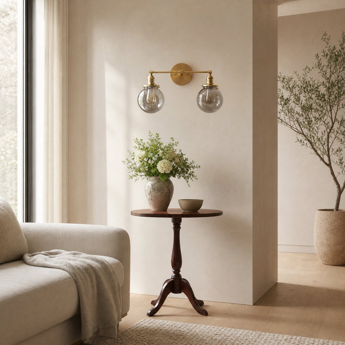 Lumio Globe Glass Globe Vanity Light - Modern Two Light Bathroom Sconce