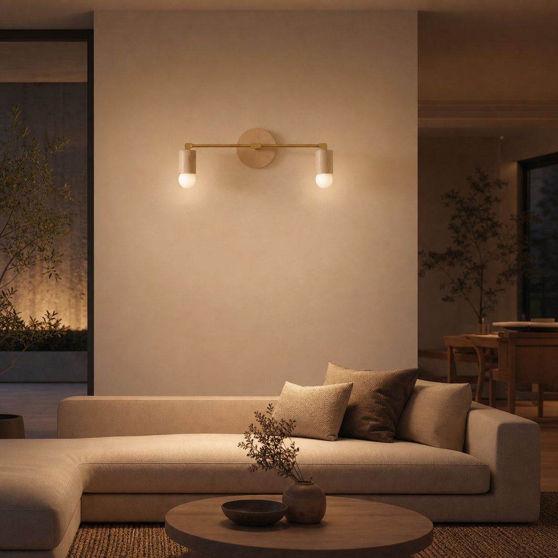 Mobilux Line Wood and Vanity Light - Bohemian Bathroom Lighting Fixture
