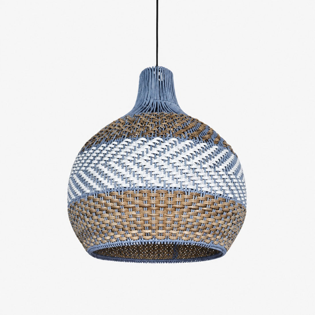 Handwoven Blue Rattan Pendant Light
