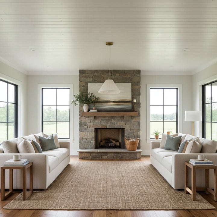 Blossine Linen Scalloped Pendant Light - Layered Shade and Metal Canopy Rustic to Modern