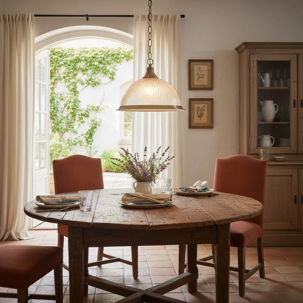 TF Vintora Ribbed Glass Pendant Light – Elegant Metal Trim for Kitchens, Dining Areas and Hallways