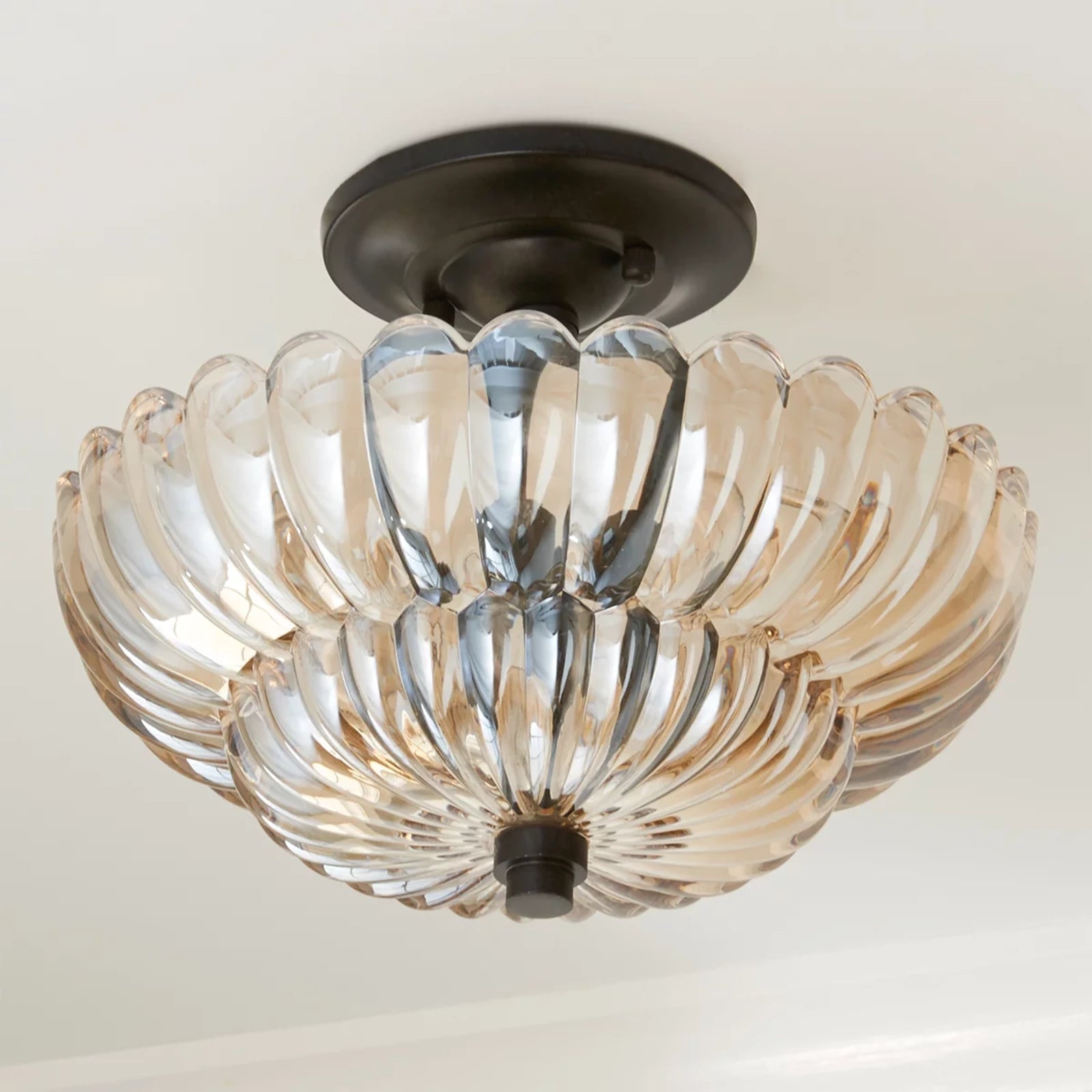 Semi Flush Mount Ceiling Lights Umbrella Shape Glass Lamp