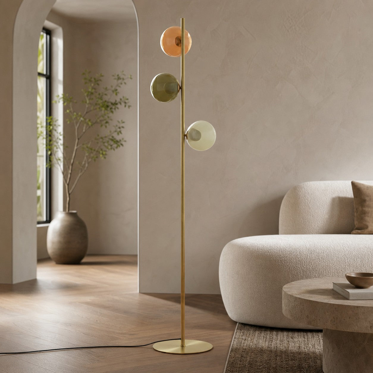 Opal Glass Floor Lamp - Modern Standing Light