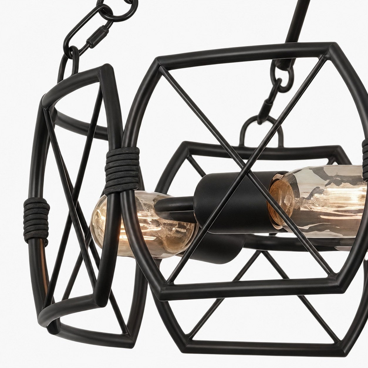 FerraLoft Geometric Cage Metal Pendant Light - Industrial Hanging Fixture for Kitchen Island