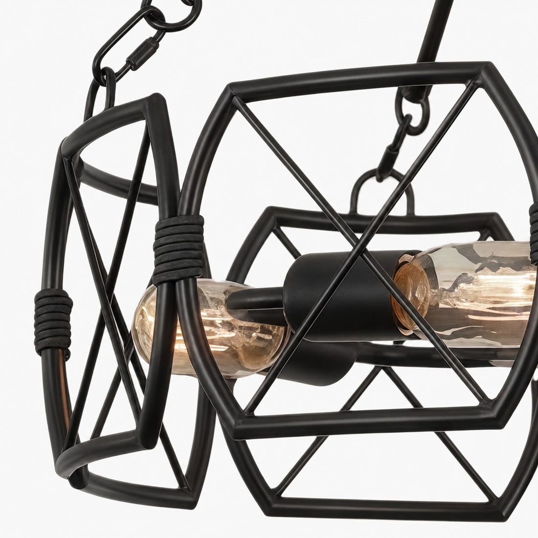 FerraLoft Geometric Cage Metal Pendant Light - Industrial Hanging Fixture for Kitchen Island