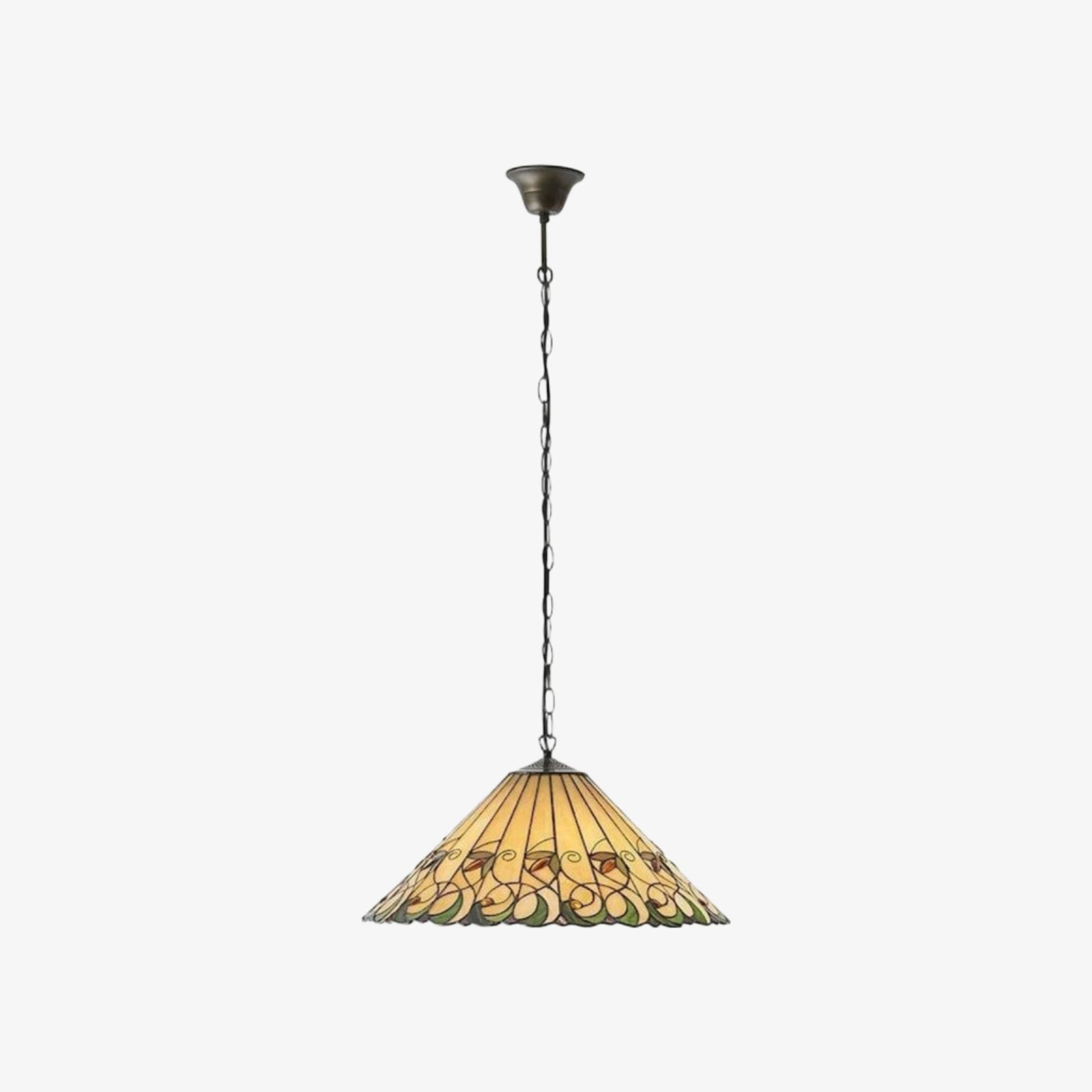 TF Jamelia Vintage Floral Stained Glass Dome Pendant Light for Dining Rooms