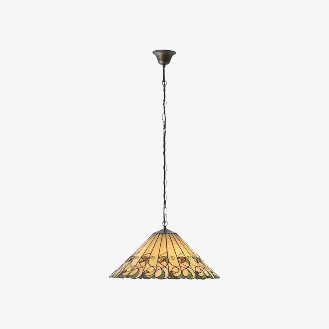 TF Jamelia Vintage Floral Stained Glass Dome Pendant Light for Dining Rooms