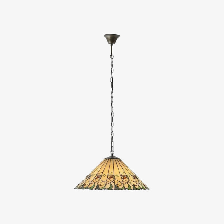 TF Jamelia Vintage Floral Stained Glass Dome Pendant Light for Dining Rooms