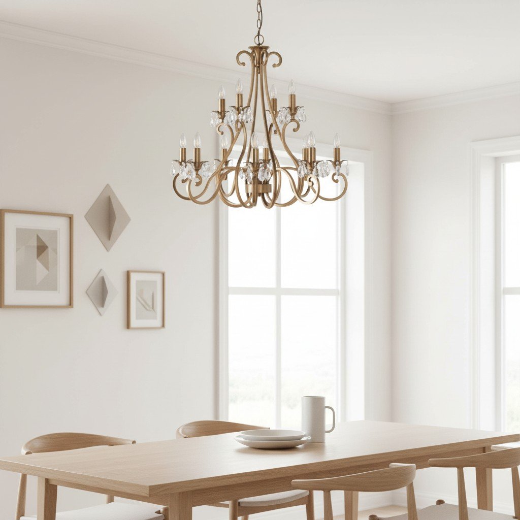 Talonis Crystal Chandelier - Traditional Candle-Style Brass and Nickel for Living Room and Dining Room