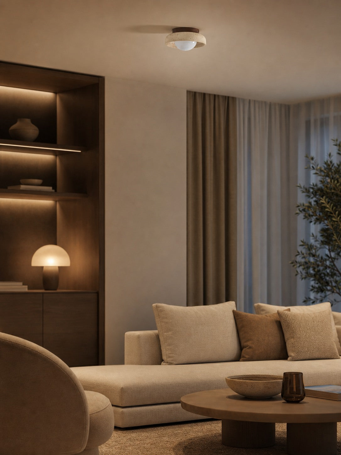 Piedra Travertine Ceiling Lamp