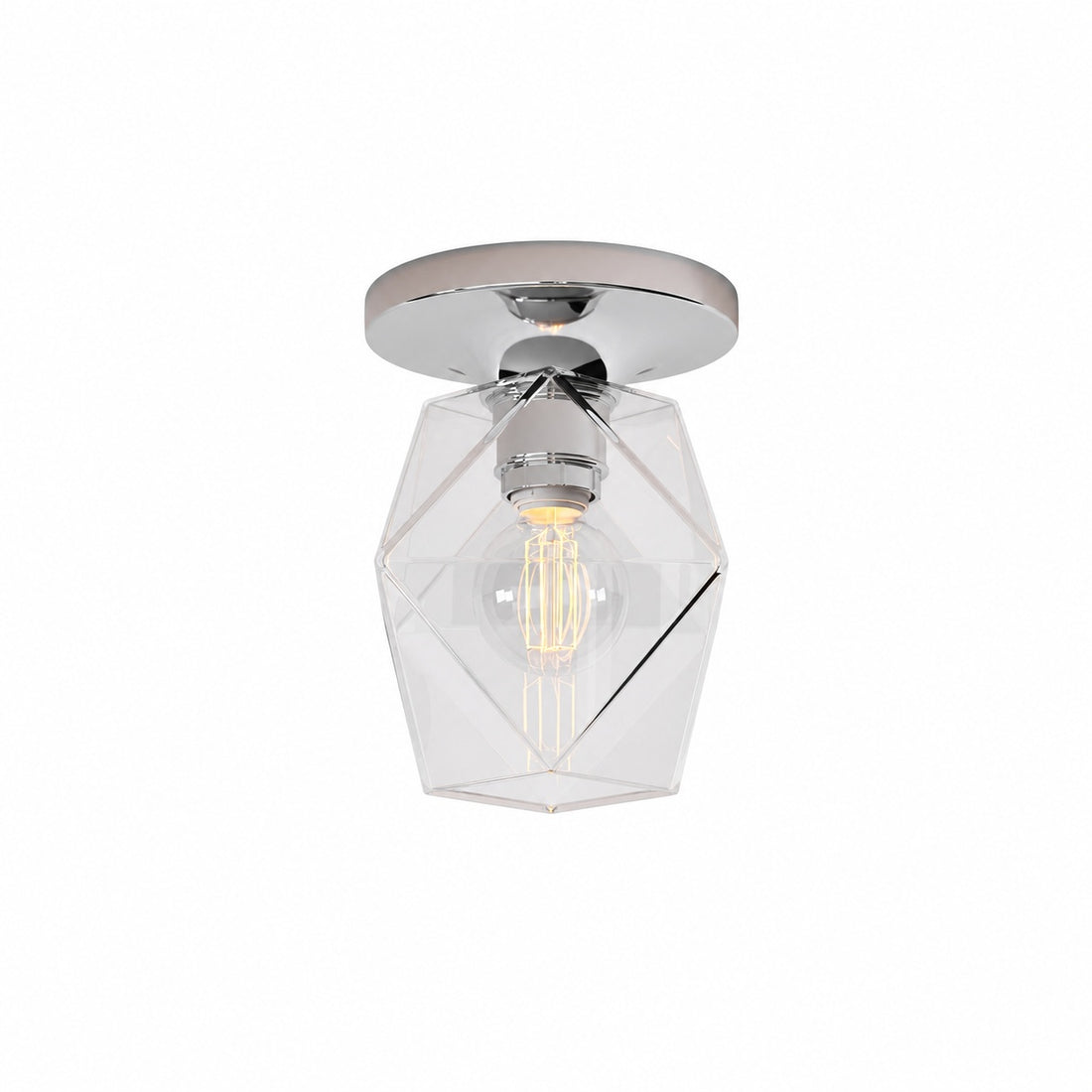 Talvior Sculptural Flush Mount Ceiling Light – Faceted Glass for Modern Interiors