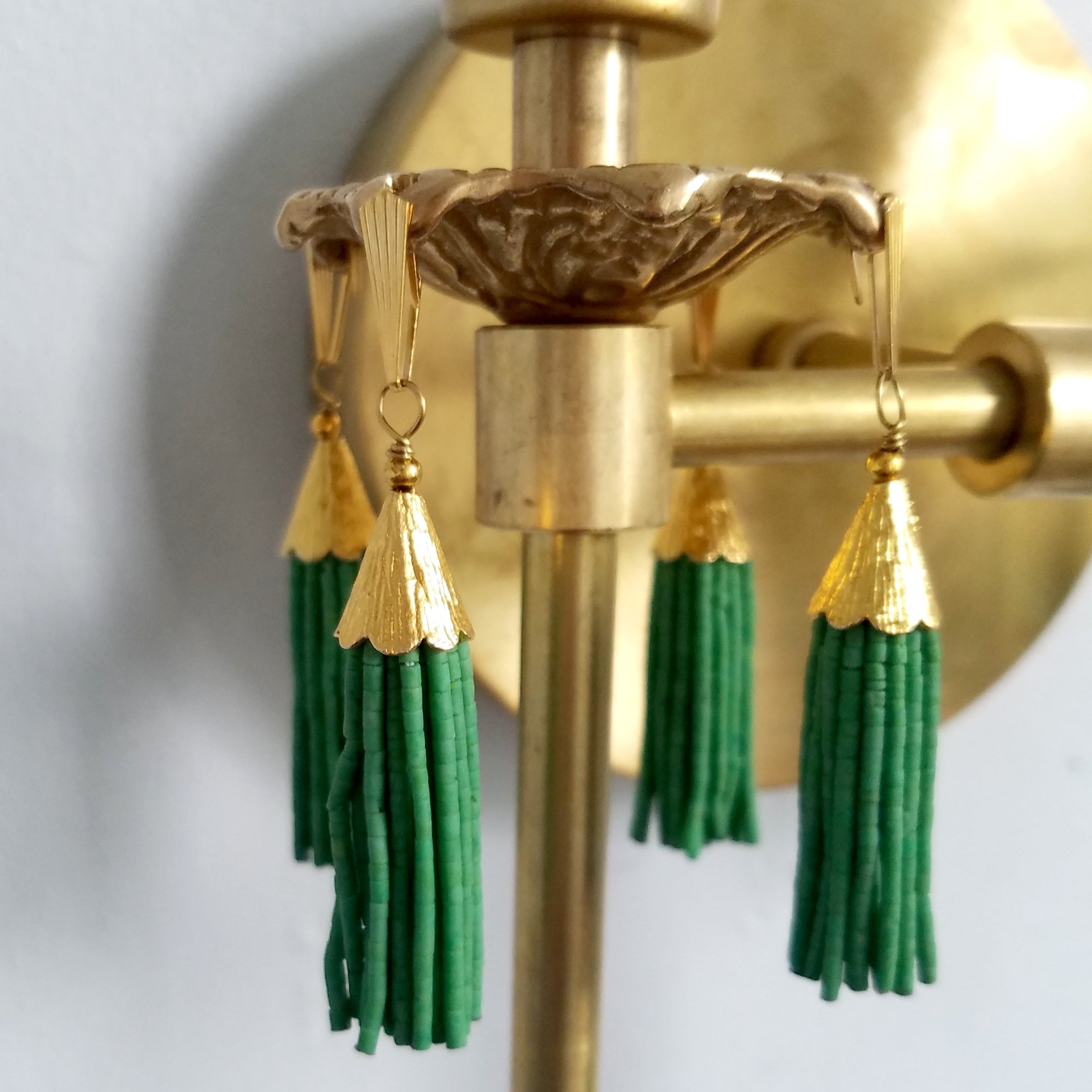 Antique Style Victorian Double Brass Wall Lamp - Sconce With Tassels