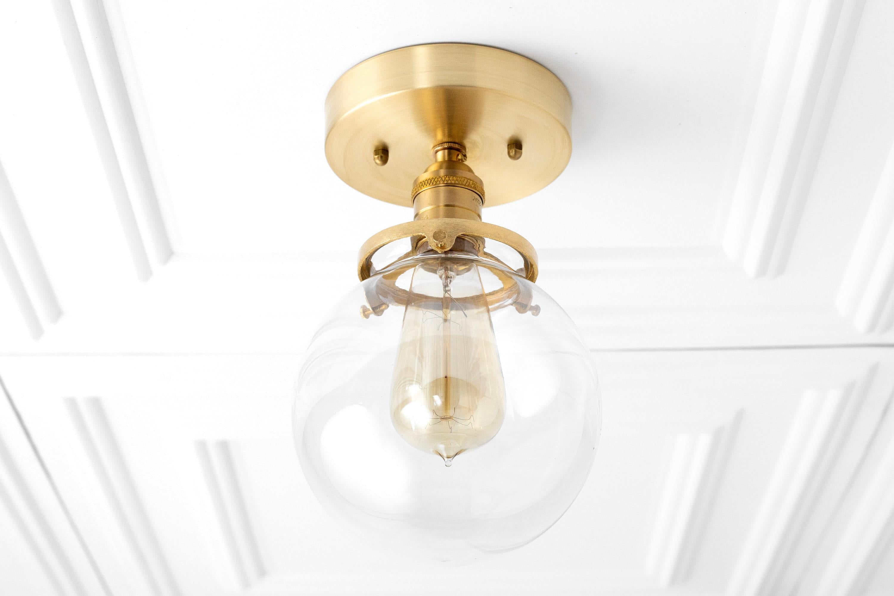 Glorica Glass Retro Globe Ceiling Light - Vintage Industrial Home Lighting