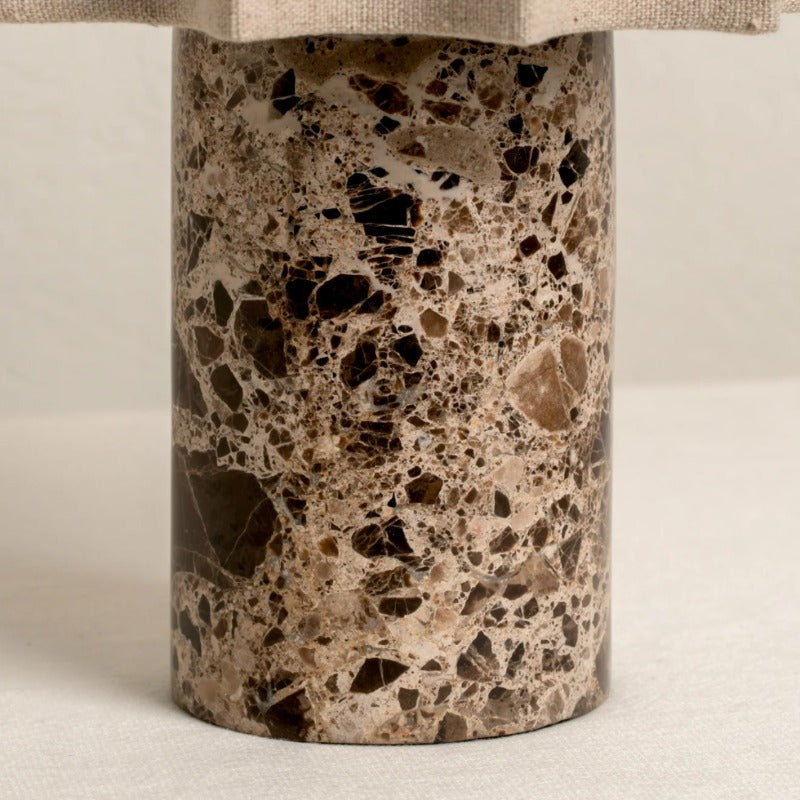 Cavilon Table Lamp with Fan-Shaped Linen Shade - Stone Finishes Suitable for Living Rooms