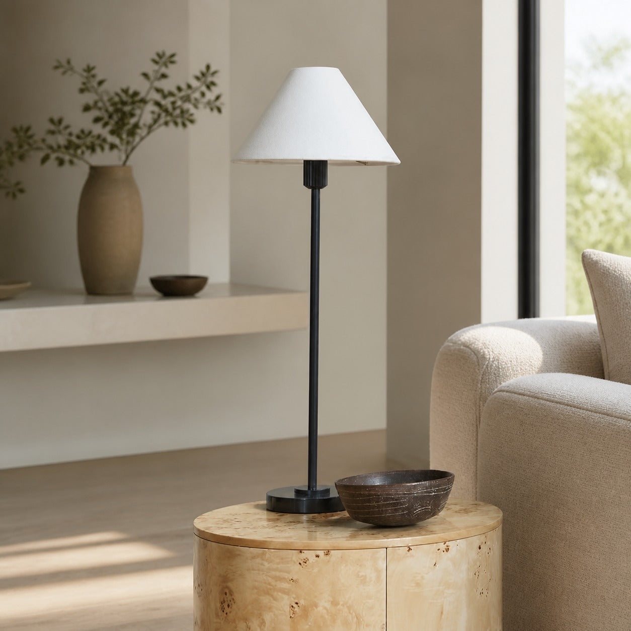 Diora Table & Floor Lamps - Linen Shade Modern Linear Style Sophisticated Accent
