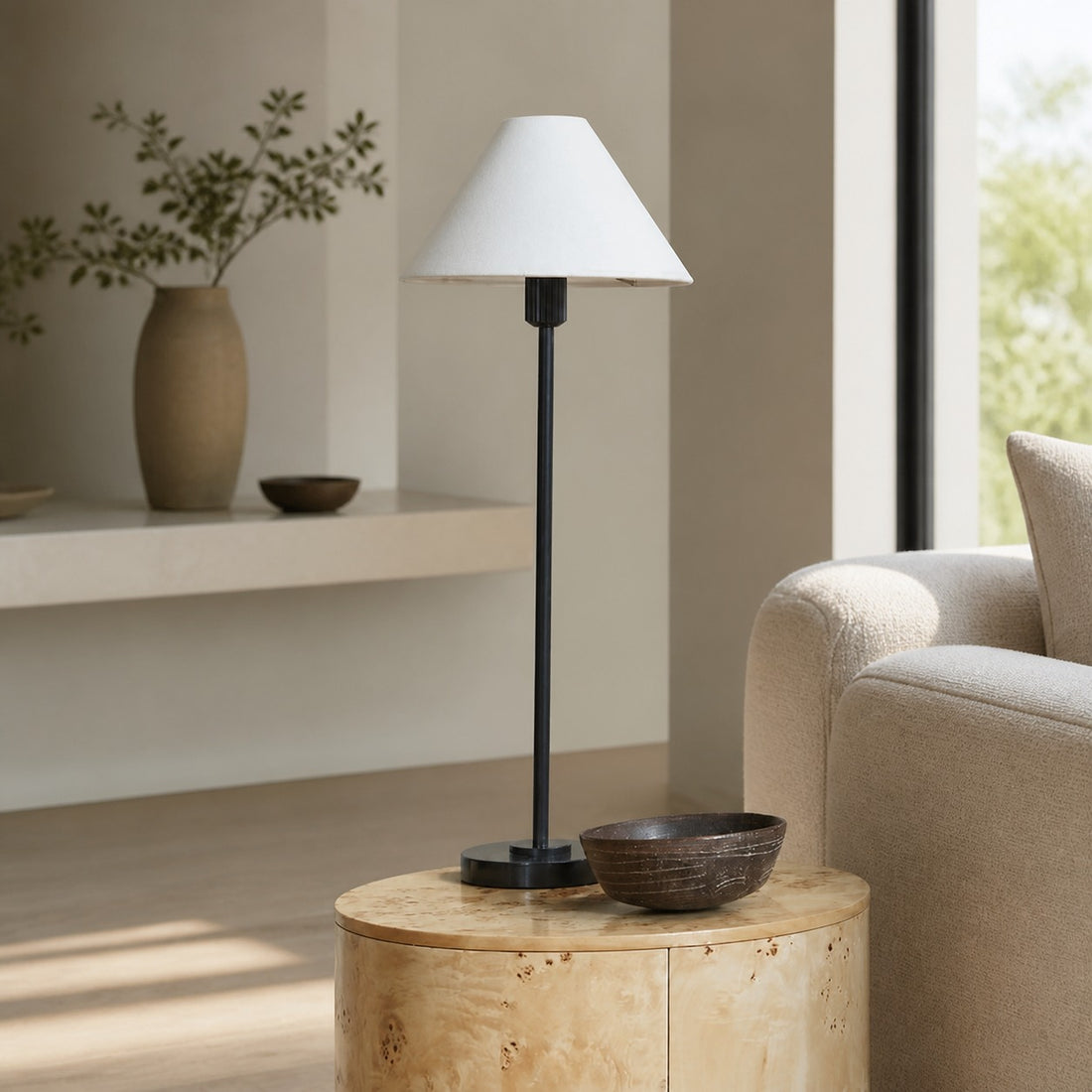 Diora Table & Floor Lamps - Linen Shade Modern Linear Style Sophisticated Accent