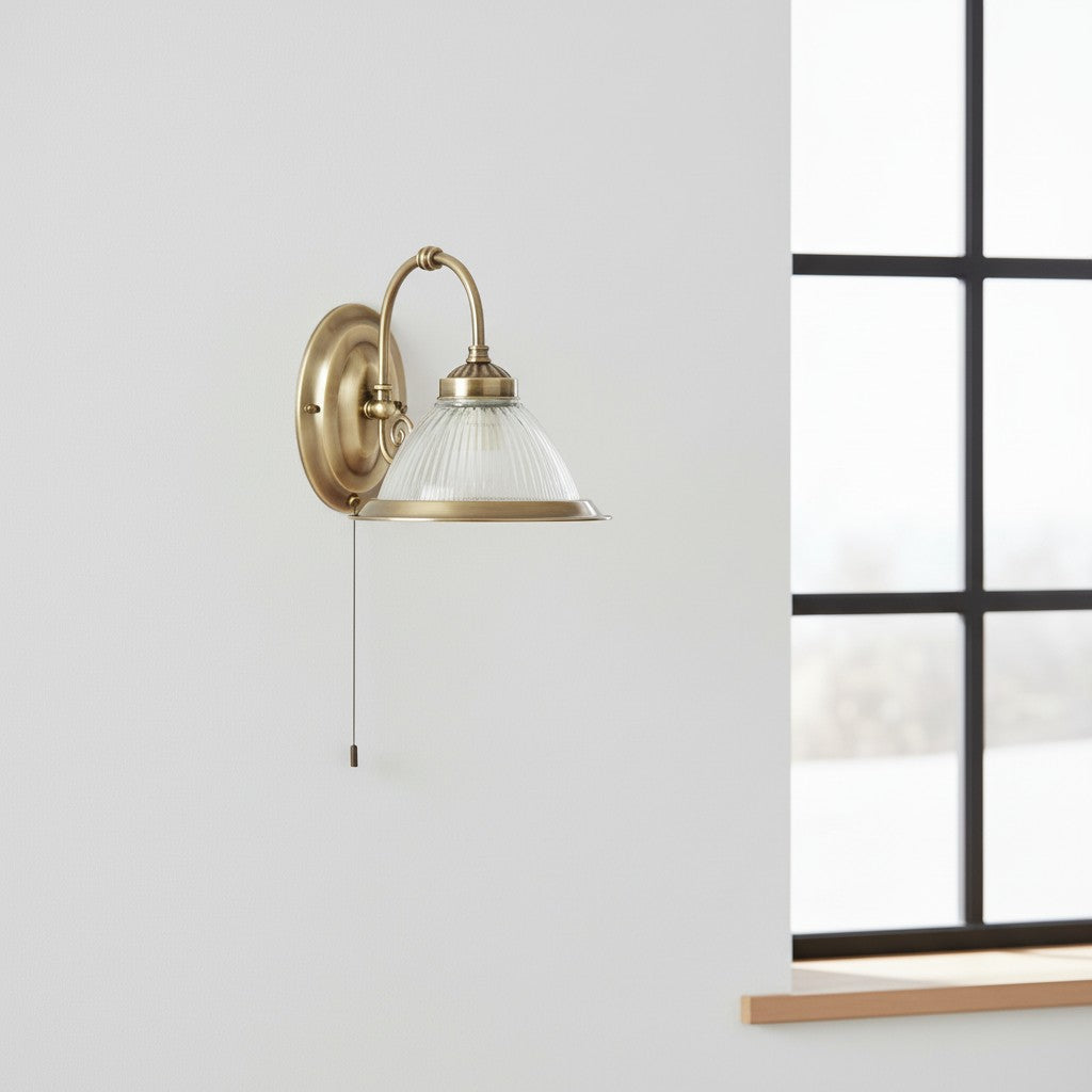 TF Vintora Ribbed Glass Wall Lamp - Industrial Bell Shape for Diner and Hallway