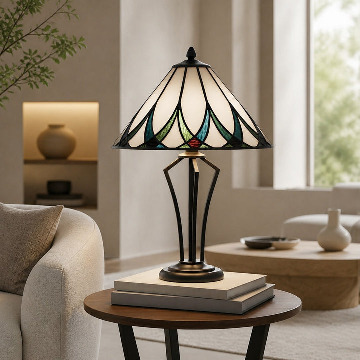 TF Allanton Water Ripple Glass Table Lamp - Classic Style for Living Room, Bedroom or Study