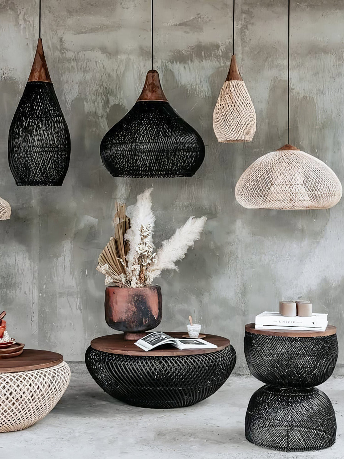 Harp Braided Rattan Pendant Lamp