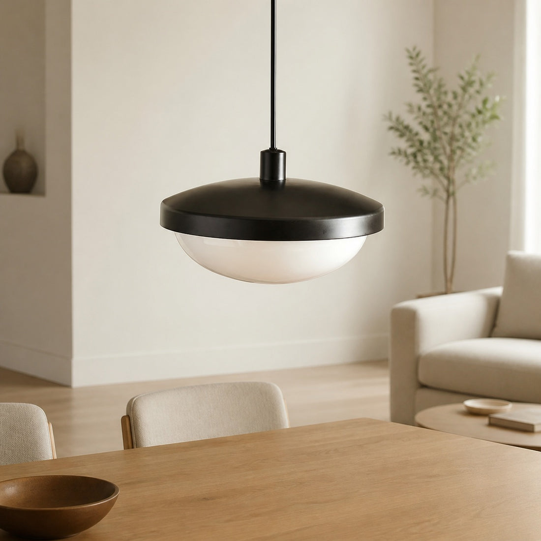 Rolvona Globe Pendant Light - Modern Oval Shade Hanging Lamp