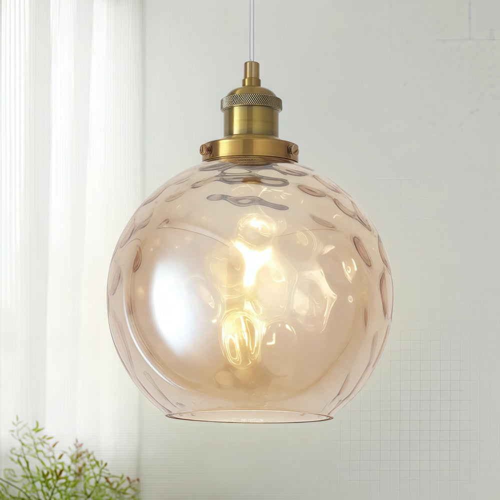 Single Hammered Glass Globe Pendant Light