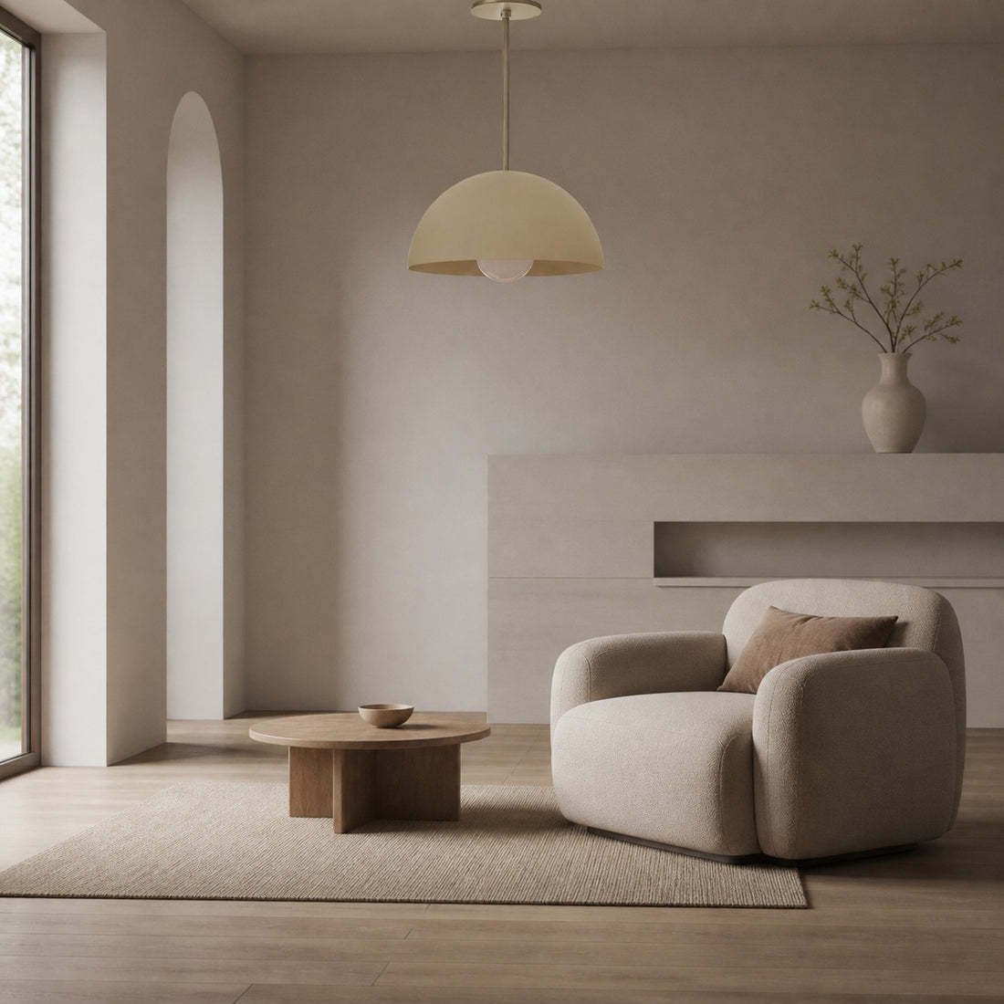 Metio Dome Neutral Dome Pendant - Modern Metal Accent Lighting