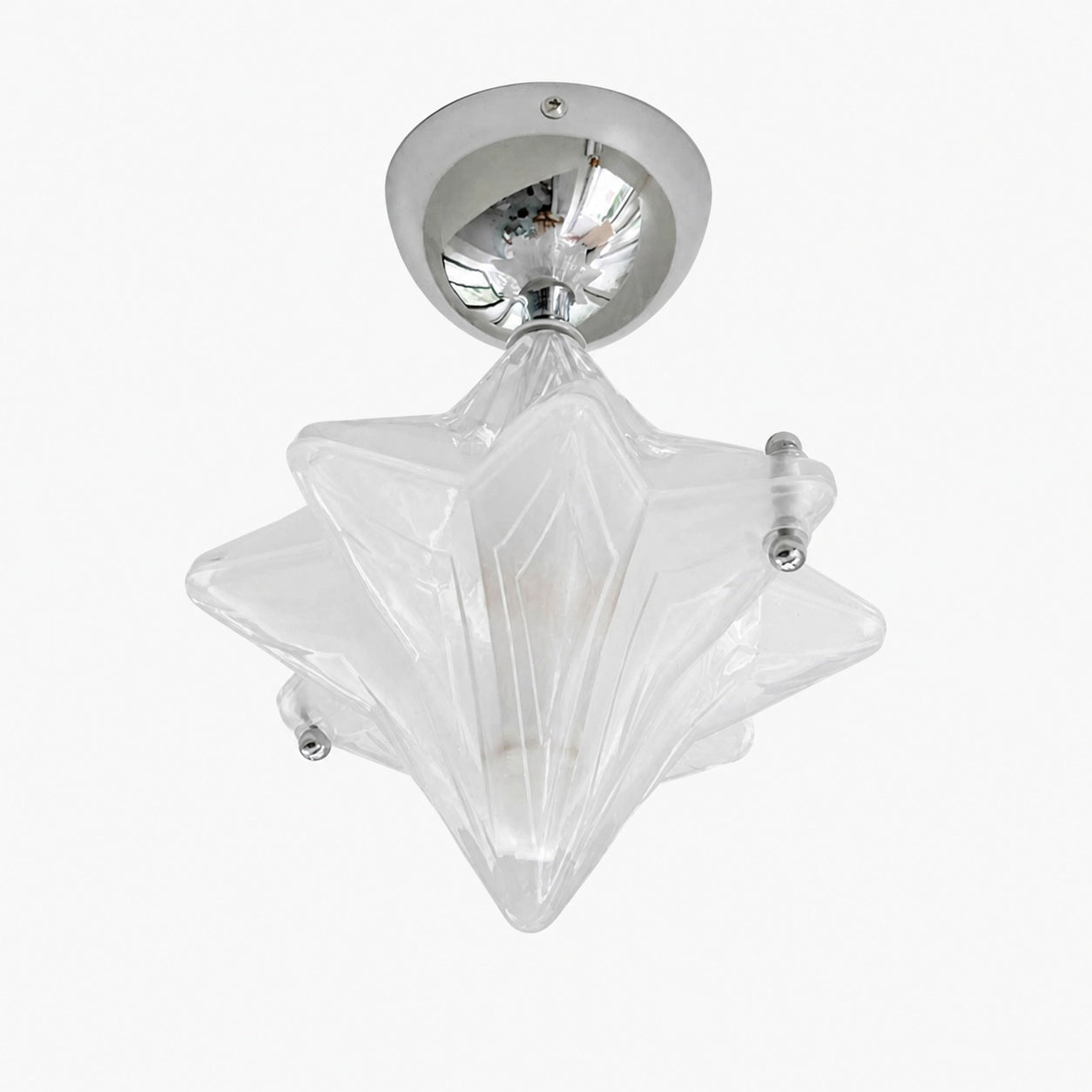 Art Deco Star Ceiling Lamp – Frosted Glass Fixture for Hallway & Entryway – Astris Ceres