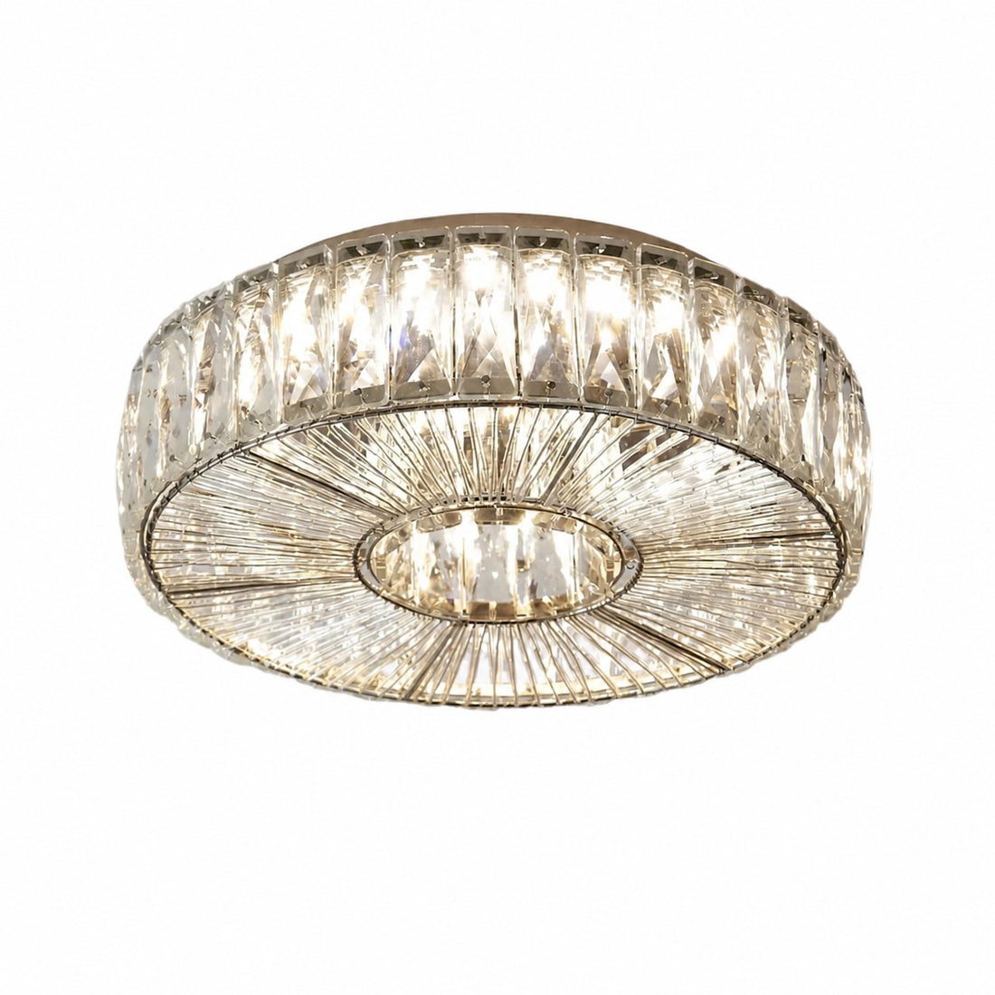 Clereon Elegant Round Flush Mount Ceiling Light – Modern Glass Design for Living Room