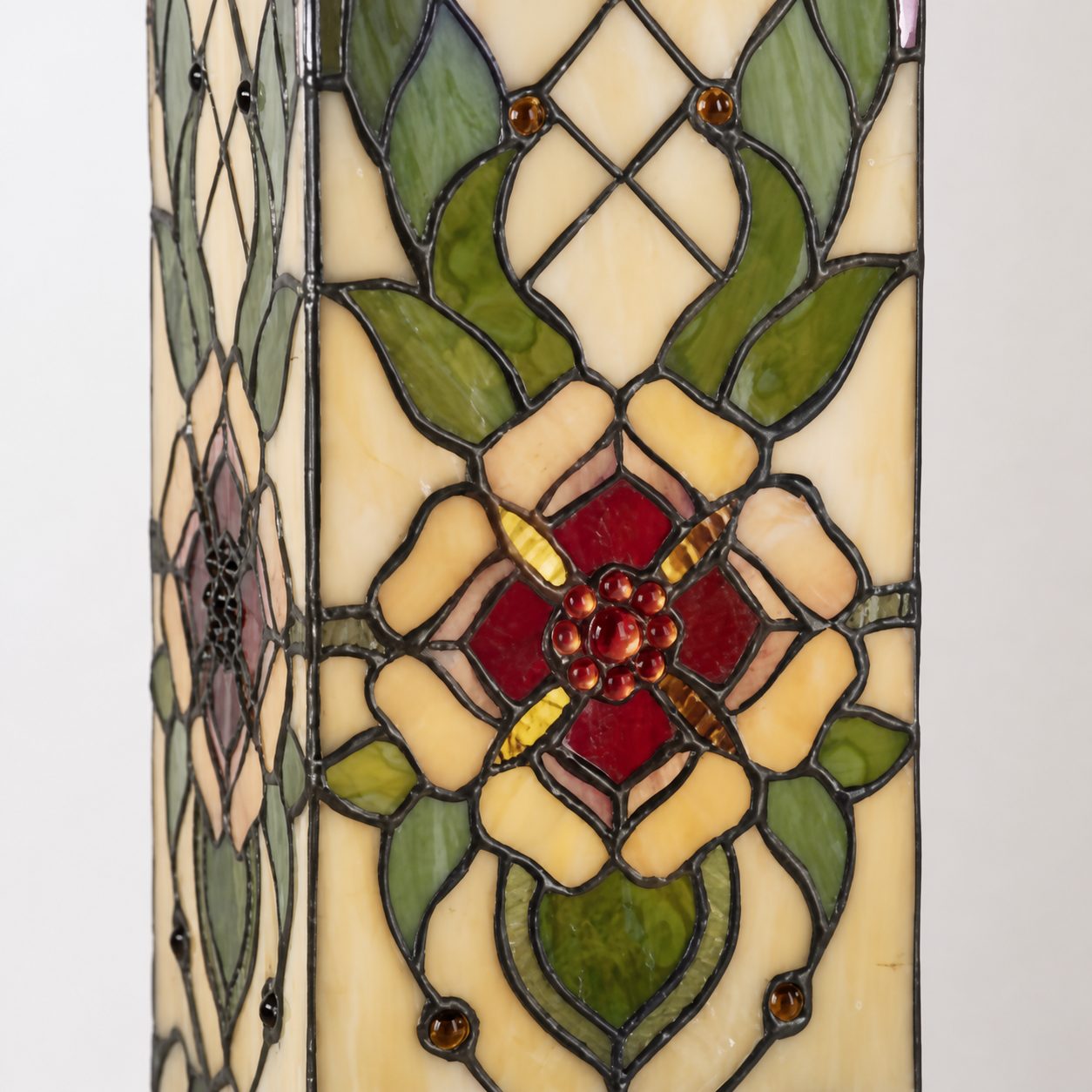 TF Angelique Art Nouveau Stained Glass Table Lamp - Handcrafted Floral Design for Living Room