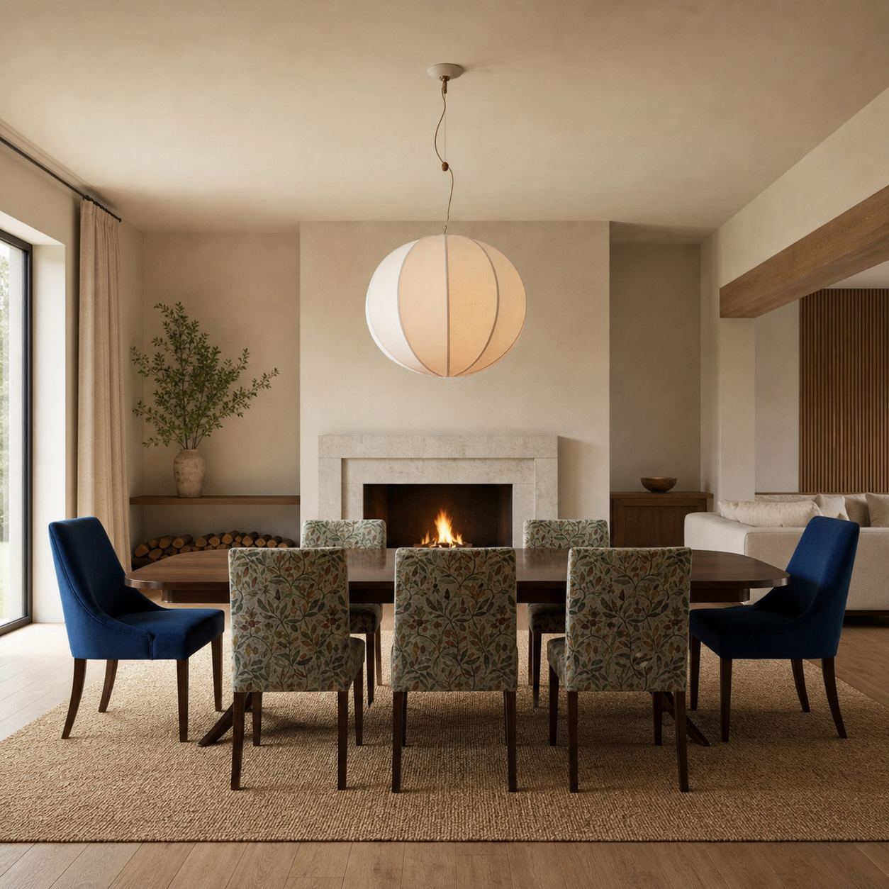 Alvian Adjustable Pendant Light with Linen Shade for Dining Room and Kitchen Island