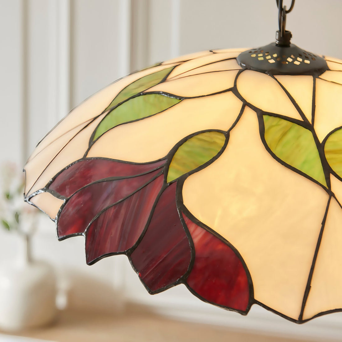 TF Botanica Floral Glass Pendant Light – Vintage Pendant Fixture for Open Plan Spaces