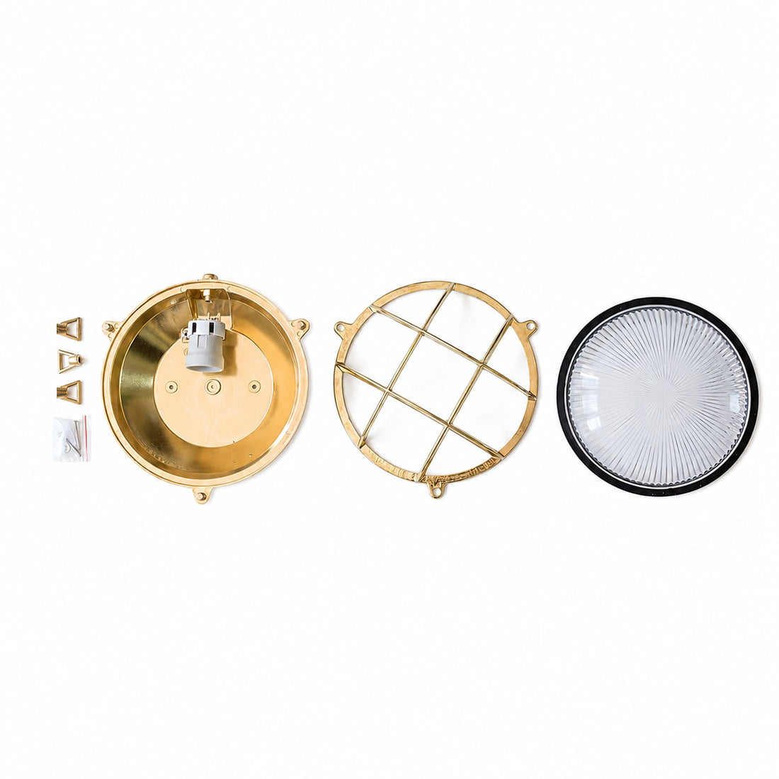 Ivoran Bulkhead Wall Sconce - Brass Caged Glass Vintage Industrial Light for Outdoor and Bathroom