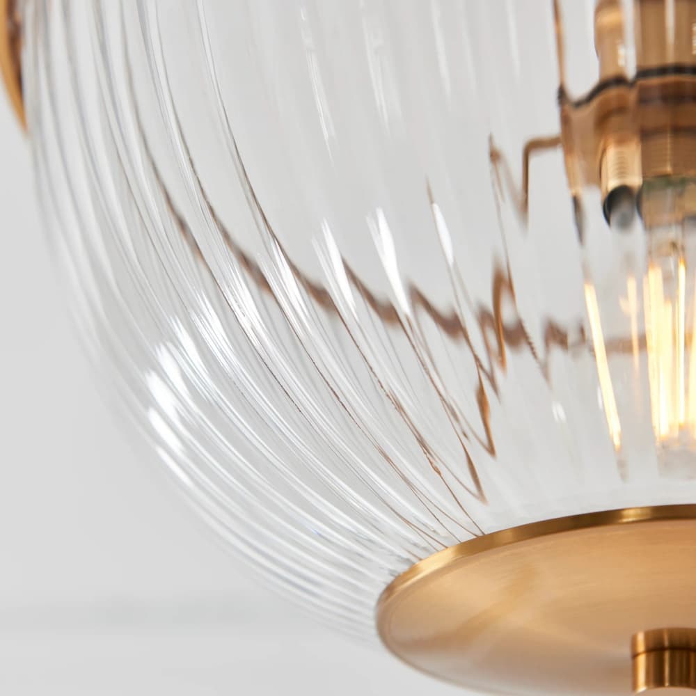 Luntra Ribbed Glass Uplighter Flush – Elegant Ceiling Light for Hallways and Bedrooms