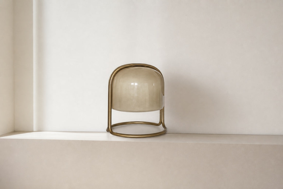 Delvora Champagne Bronze Table Lamp - Vintage Industrial Nightstand Light