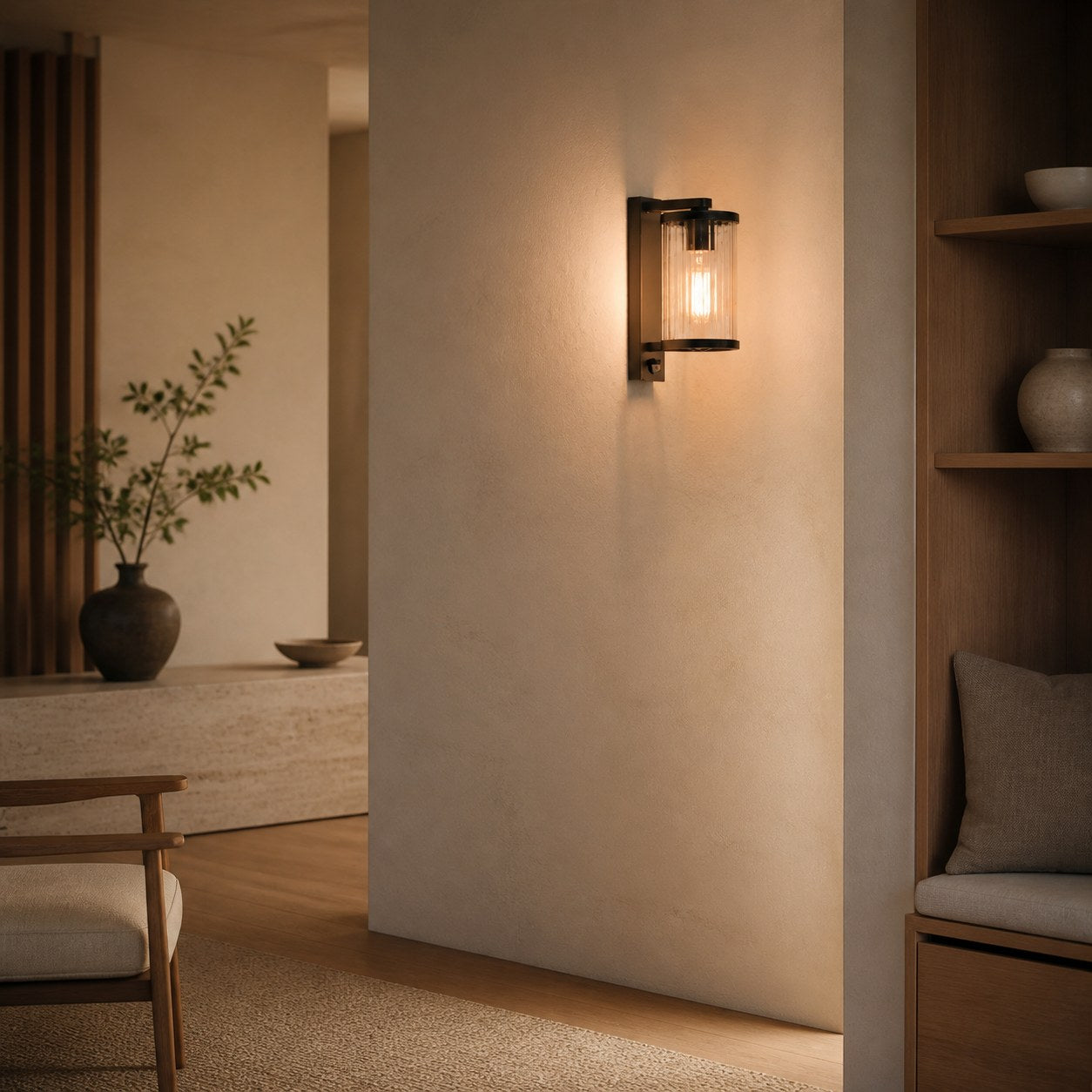 Karbonis Modern Outdoor Wall Sconce - Motion Sensor Security Light for Porch and Garden