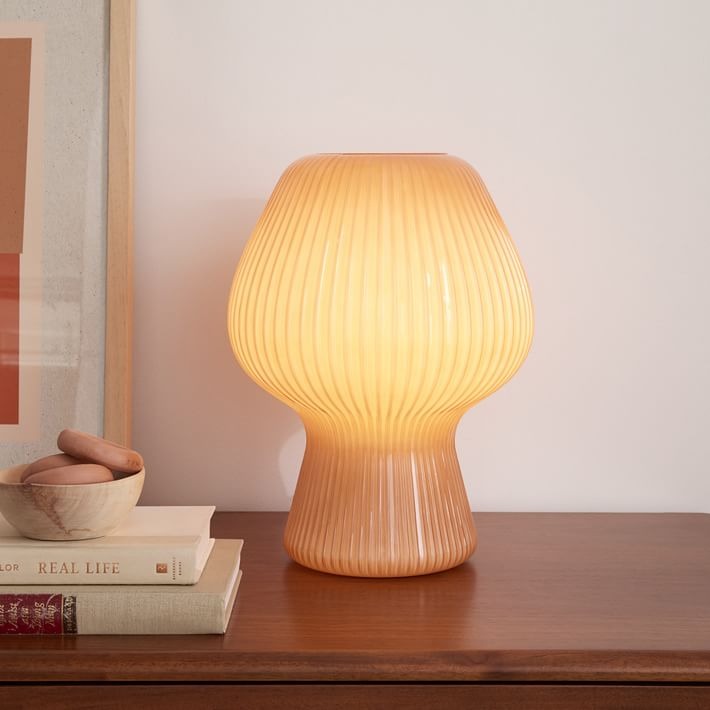 Novarise Ribbed Glass Table Lamp – Textured Glass Accent Lighting
