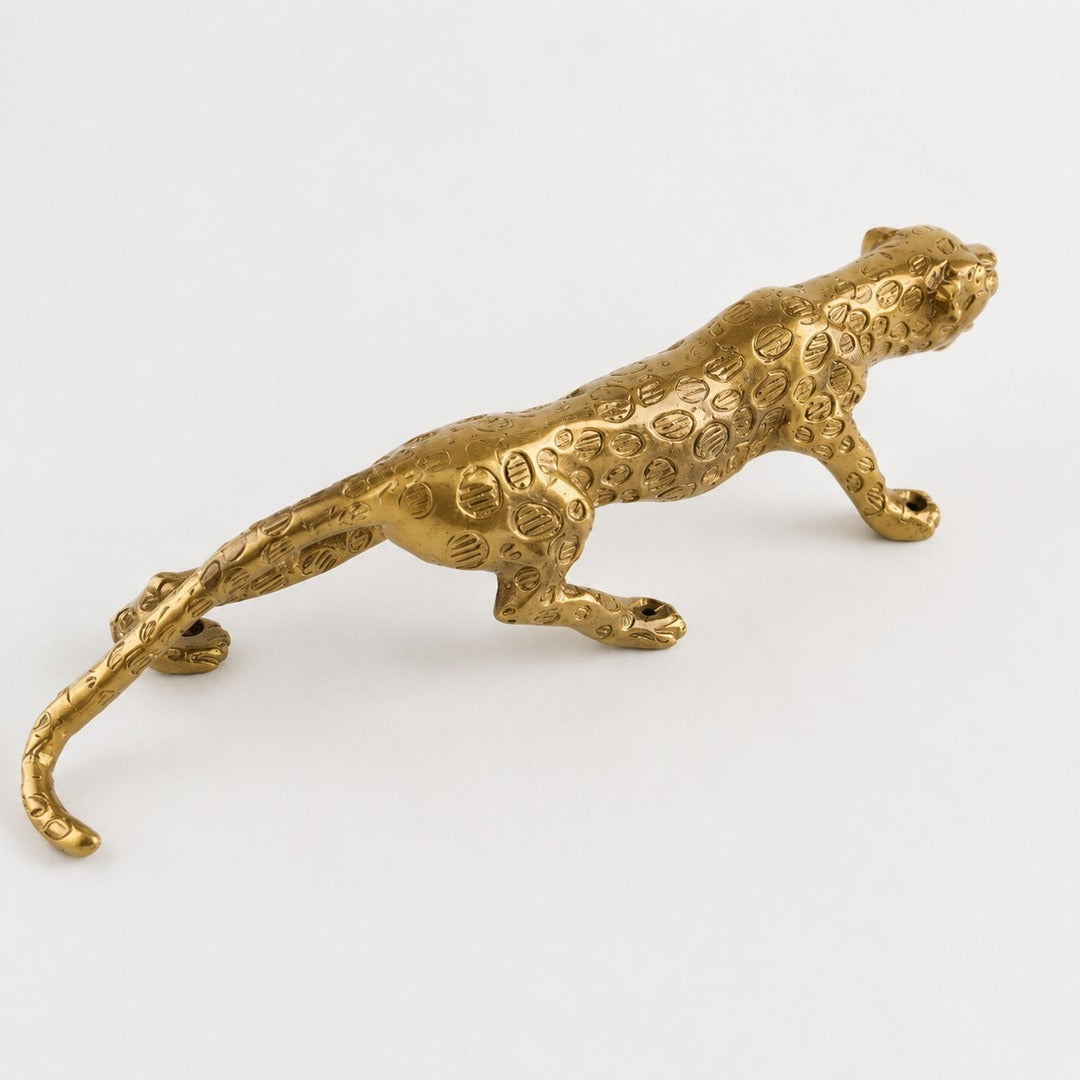 Leopard B angled brass cabinet handle detail
