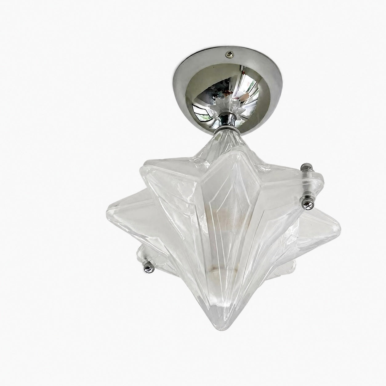 Art Deco Star Ceiling Lamp – Frosted Glass Fixture for Hallway & Entryway – Astris Ceres
