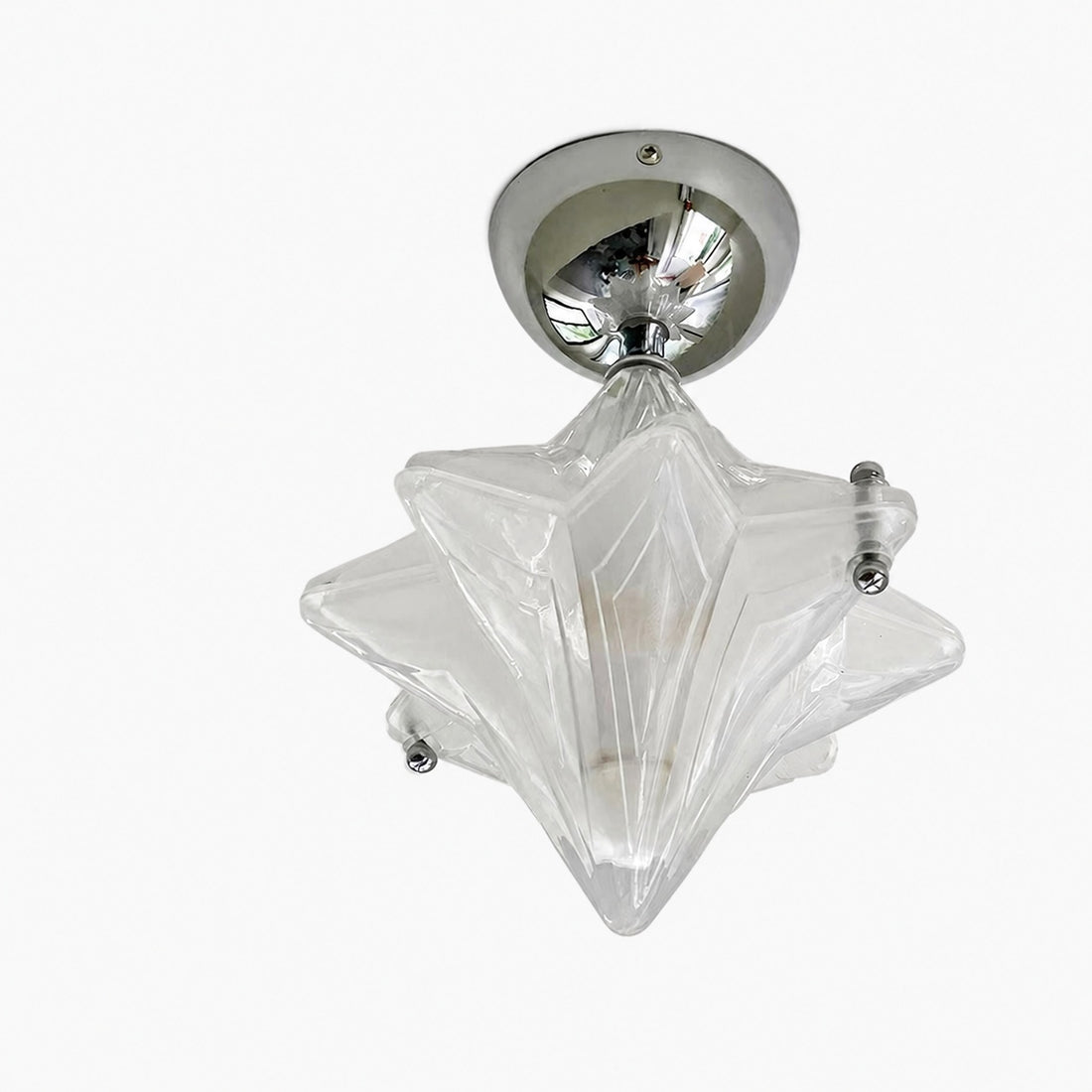 Art Deco Star Ceiling Lamp – Frosted Glass Fixture for Hallway & Entryway – Astris Ceres