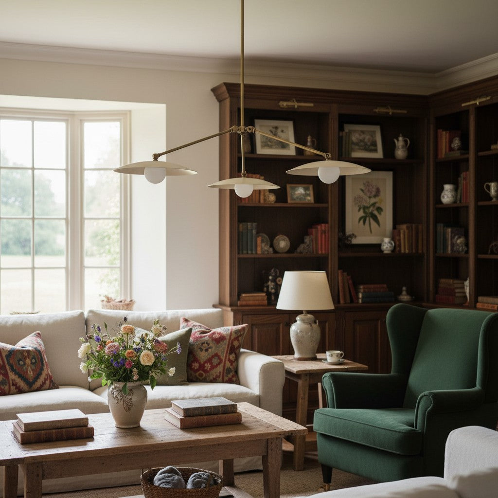 Curva Metal Antique Brass Chandelier - Modern Industrial Lighting Pendant