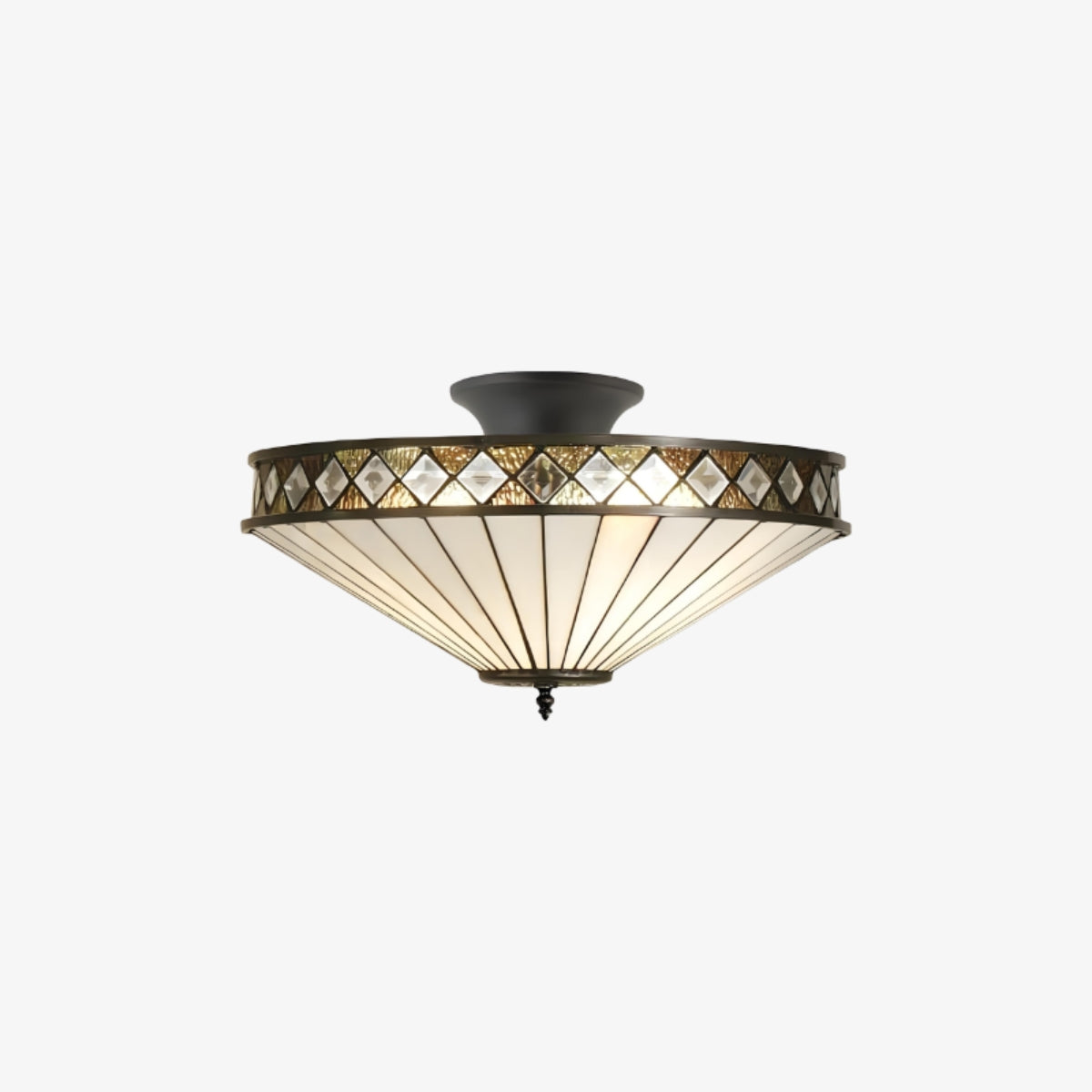 TF Fargo Semi-Flush Ceiling Lamp - A Classic Deco Light with a Decorative Glass Shade for Multi room Use