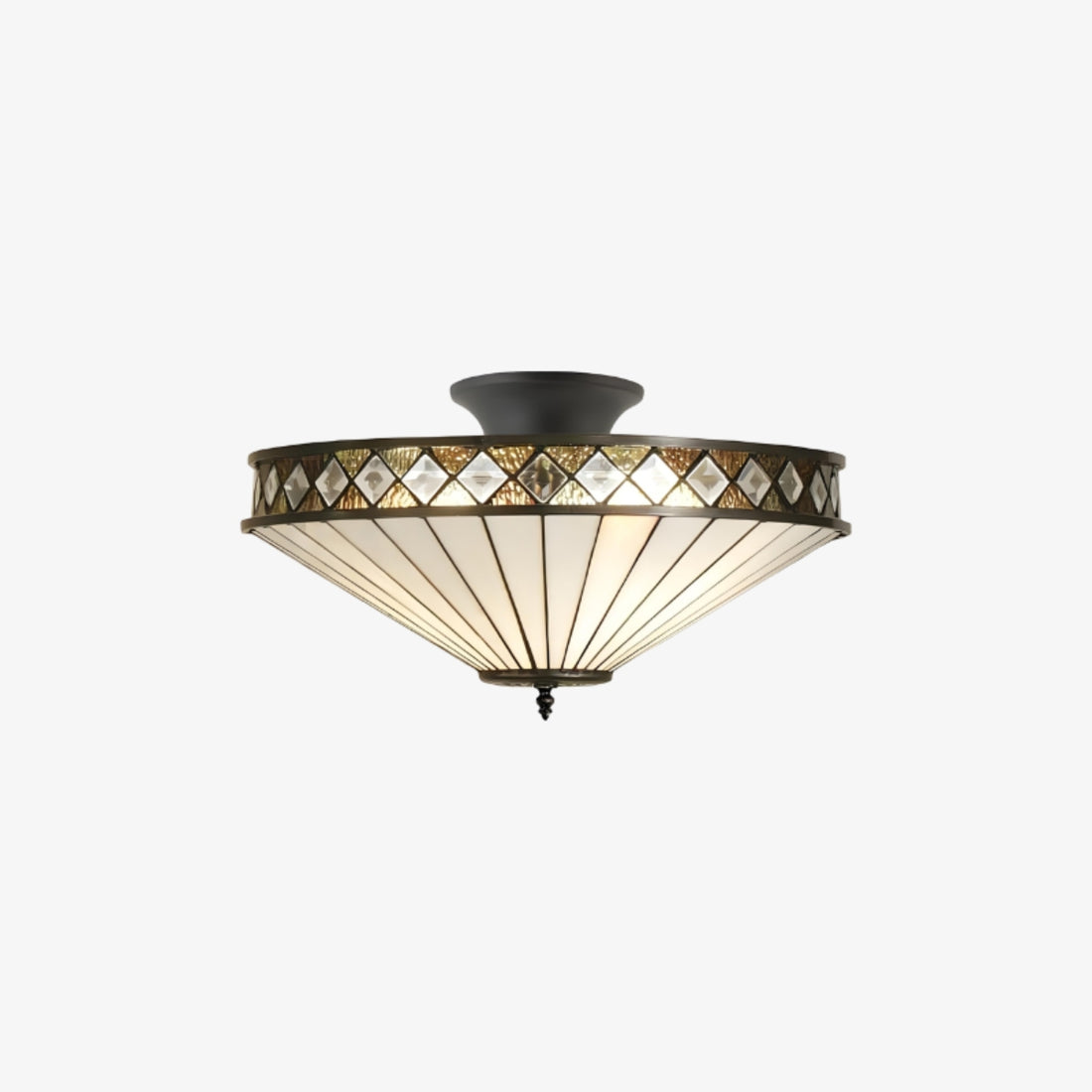 TF Fargo Semi-Flush Ceiling Lamp - A Classic Deco Light with a Decorative Glass Shade for Multi room Use