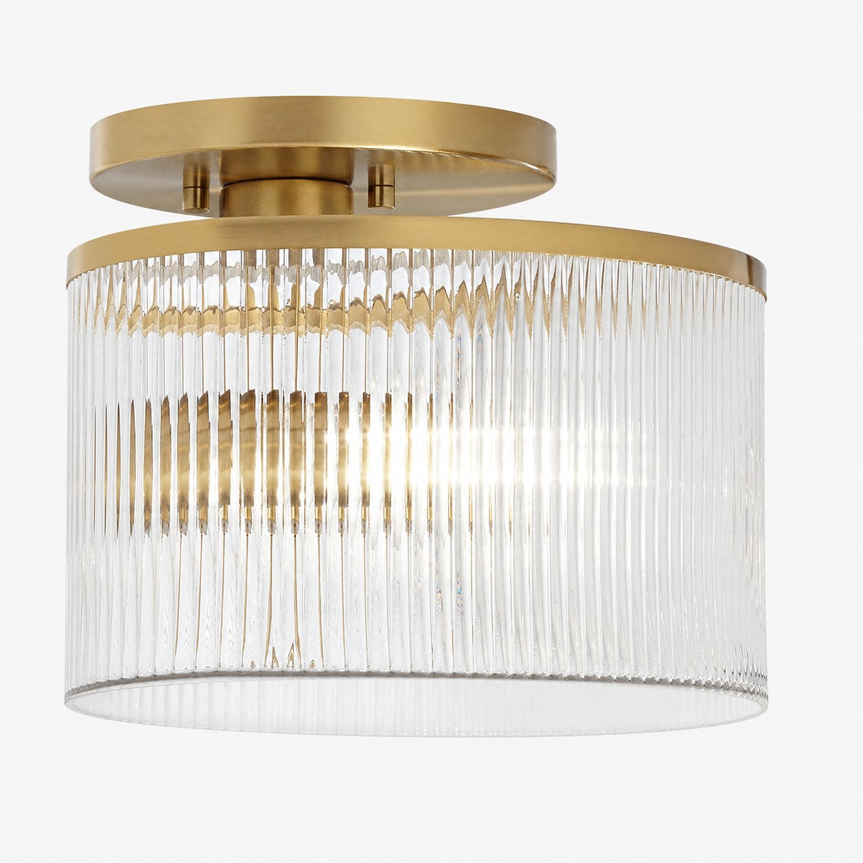 Rilona Striped Glass Drum Ceiling Fixture — Classic Semi-Flush Light for Bedroom or Office U13
