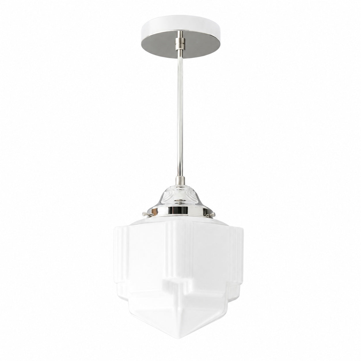 Geotower Glass Modern Pendant Light - Skyscraper Design - Brass or Black or Nickel Finish