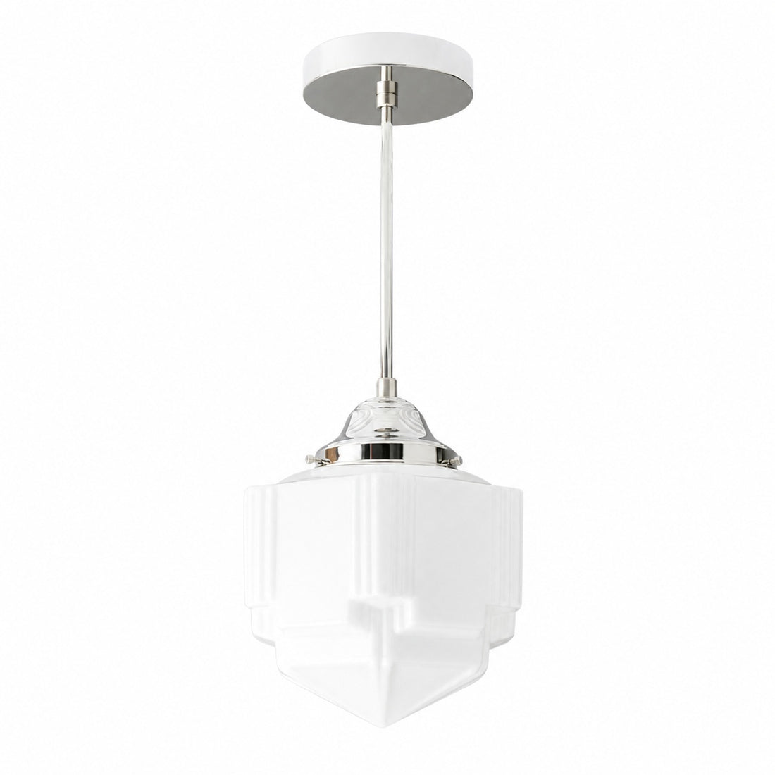 Geotower Glass Modern Pendant Light - Skyscraper Design - Brass or Black or Nickel Finish
