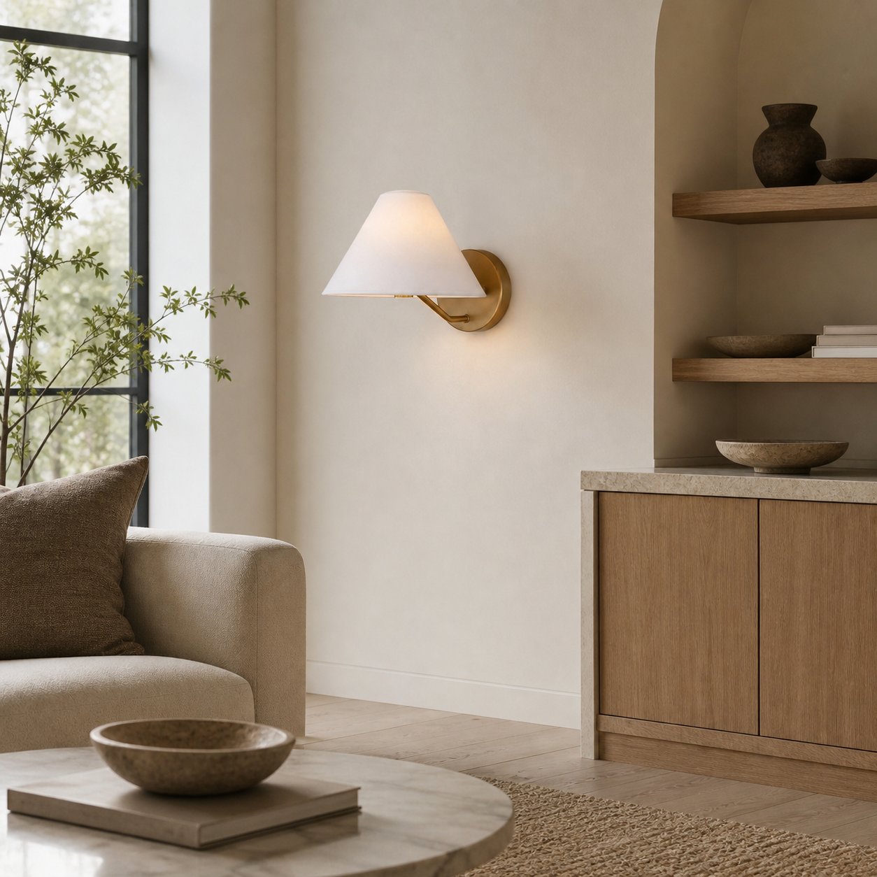 Classic Inspired Wall Sconce with Soft Glow Fabric Shade for Indoor Spaces