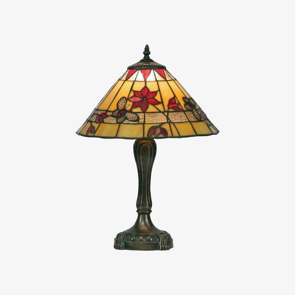 TF Butterfly Table Lamp – Hand-Cut Stained Glass Shade Table Light for Living Room and Bedroom