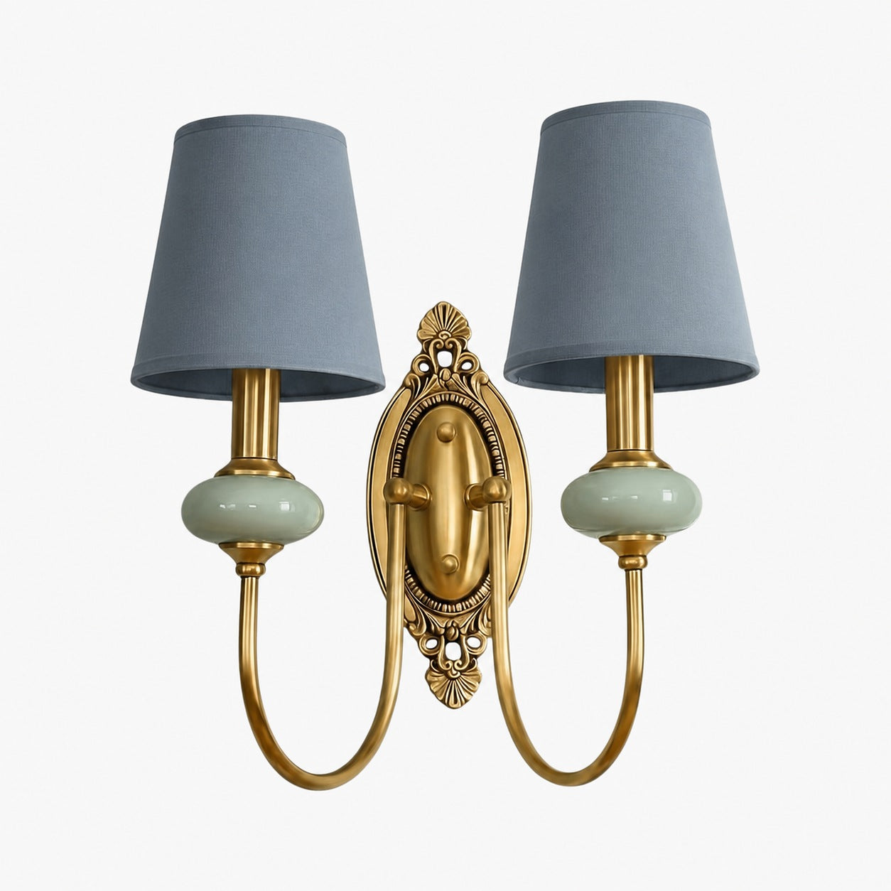 Rowanea Ceramic Wall Sconce with Fabric Shade and Metal Finish – Farmhouse Modern Hallway Light