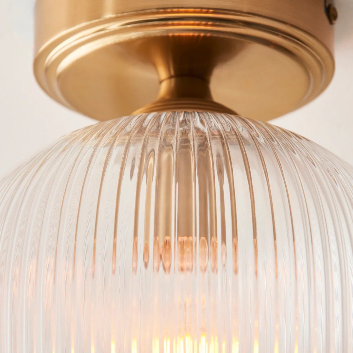 Brazara Dome Ceiling Light - Industrial Ribbed and Clear Glass for Living Room